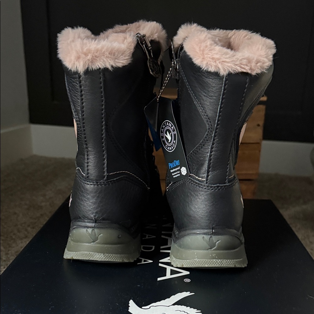 Santana Canada Majesta 3 Women's Black Leather and Pink Fur-Lined Boots size 8 - Picture 7 of 9